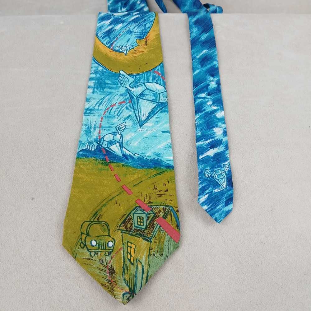 VTG The Beatles‎ 1991 Lucy In The Sky 4x55 Mens Tie Silk Geometric Abstract